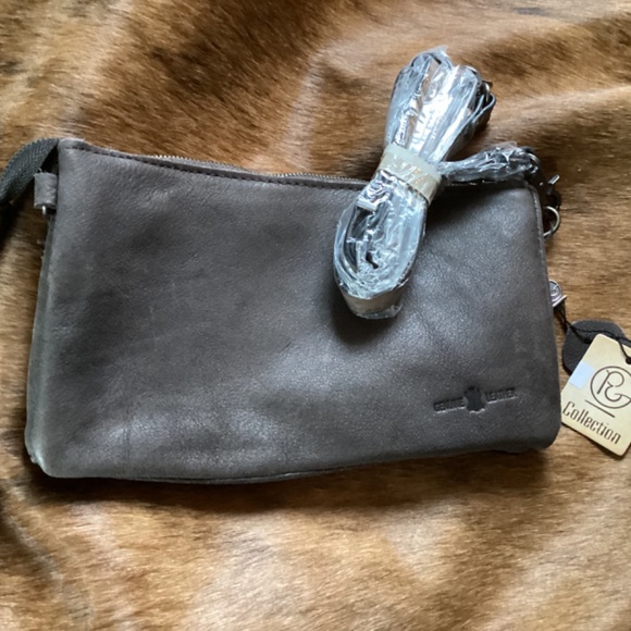 Genuine Leather Hair On Hide Crossbody Clutch Handbag - Picture 2 of 8